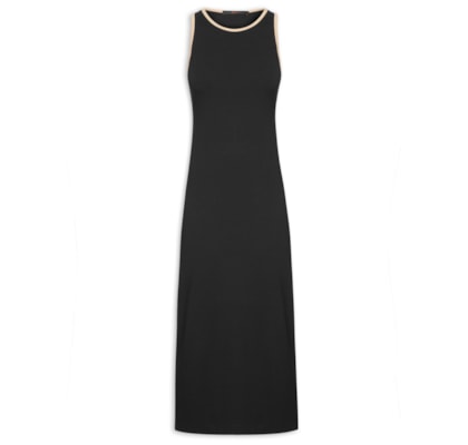 Vestido Nadador Bicolor Com Costas Vazadas - Preto