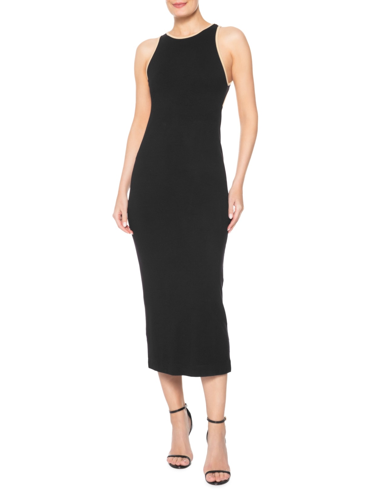 Vestido Nadador Bicolor Com Costas Vazadas Preto Animale