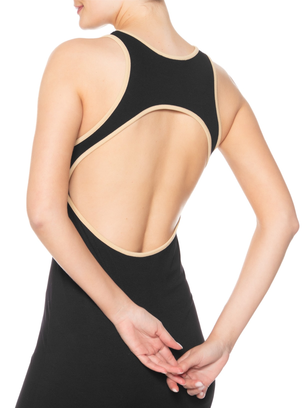 Vestido Nadador Bicolor Com Costas Vazadas Preto Animale