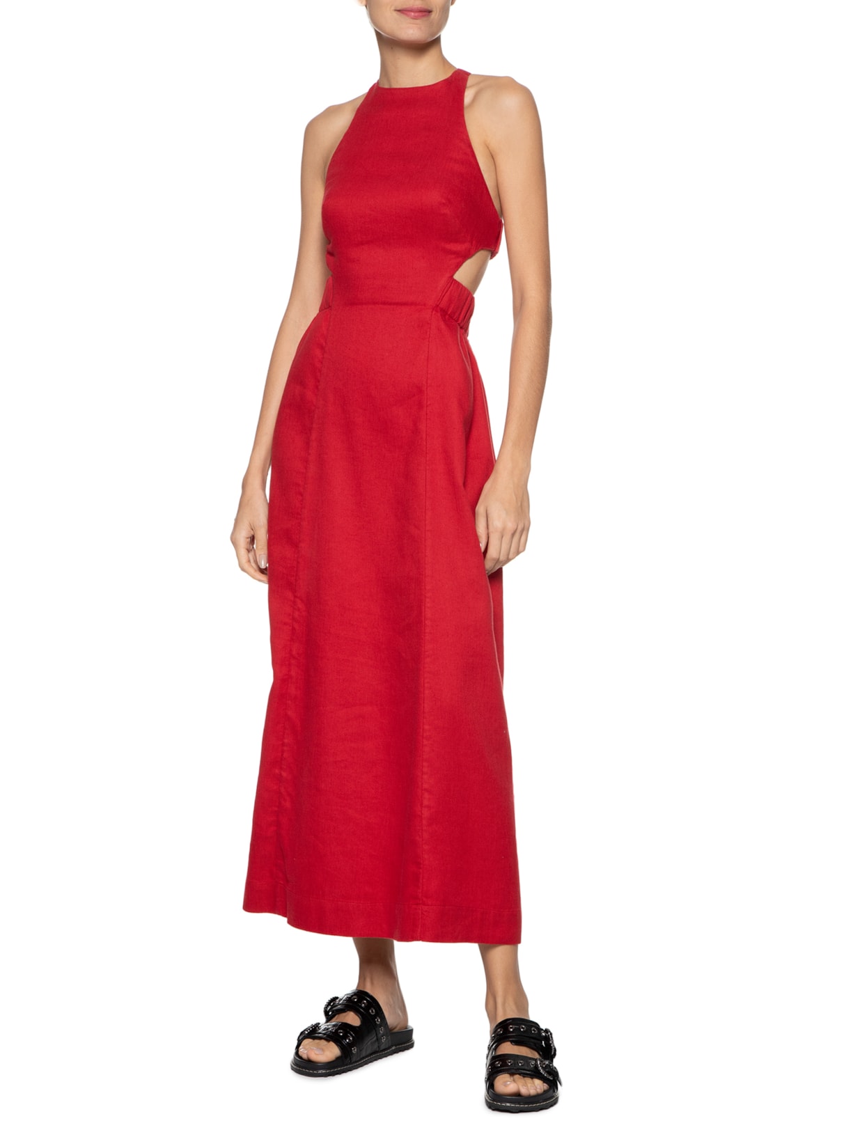 Vestido Nadador Franzido Vermelho Osklen