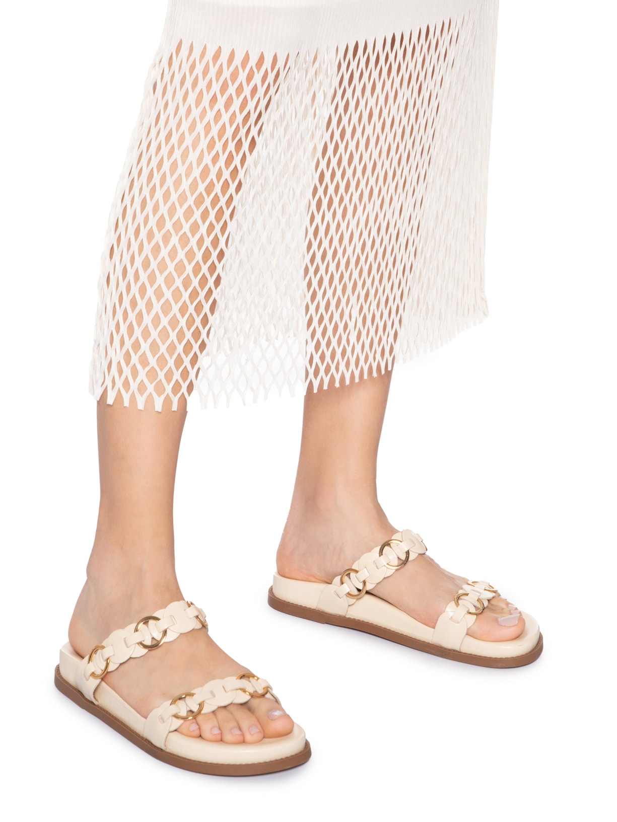 Vestido Nadador Plisse Bege Osklen