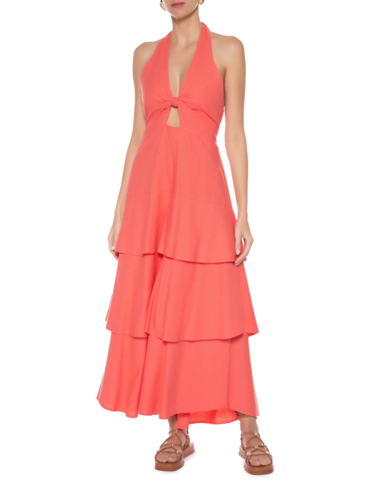 Vestido Nó Babados Rosa Farm