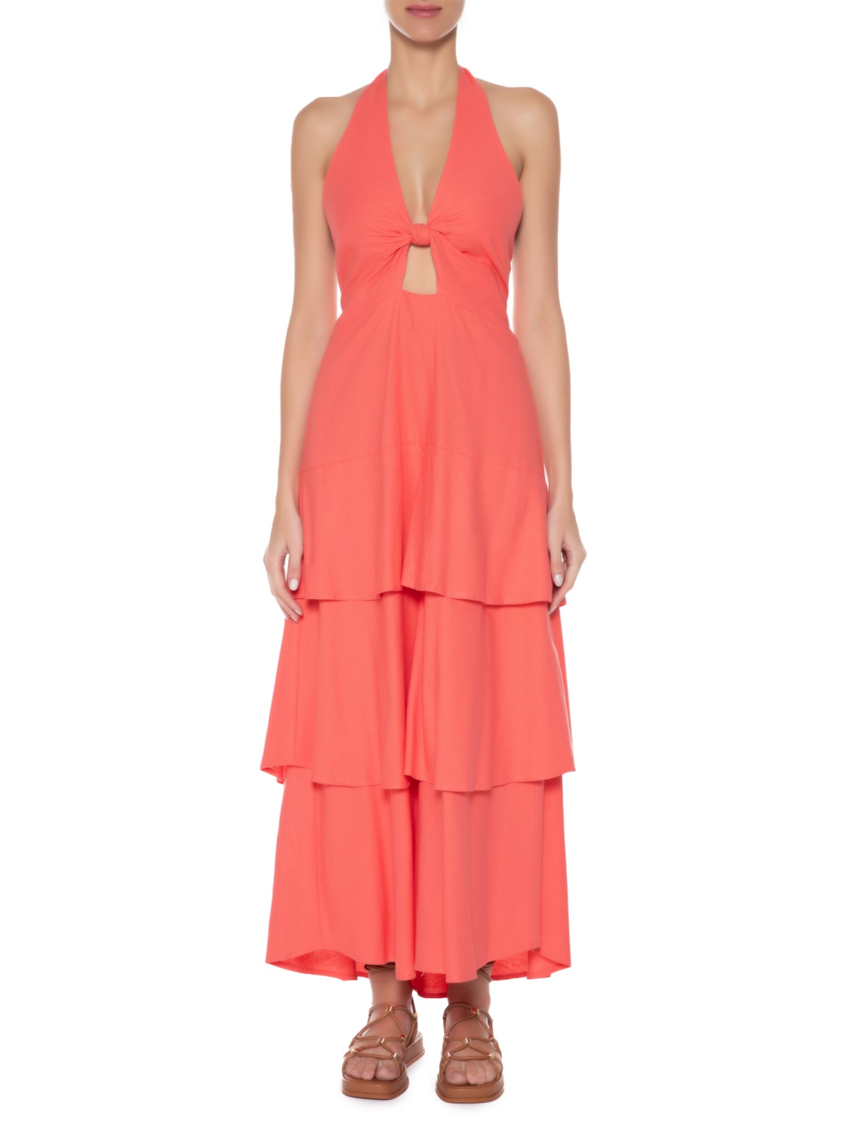 Vestido Nó Babados Rosa Farm