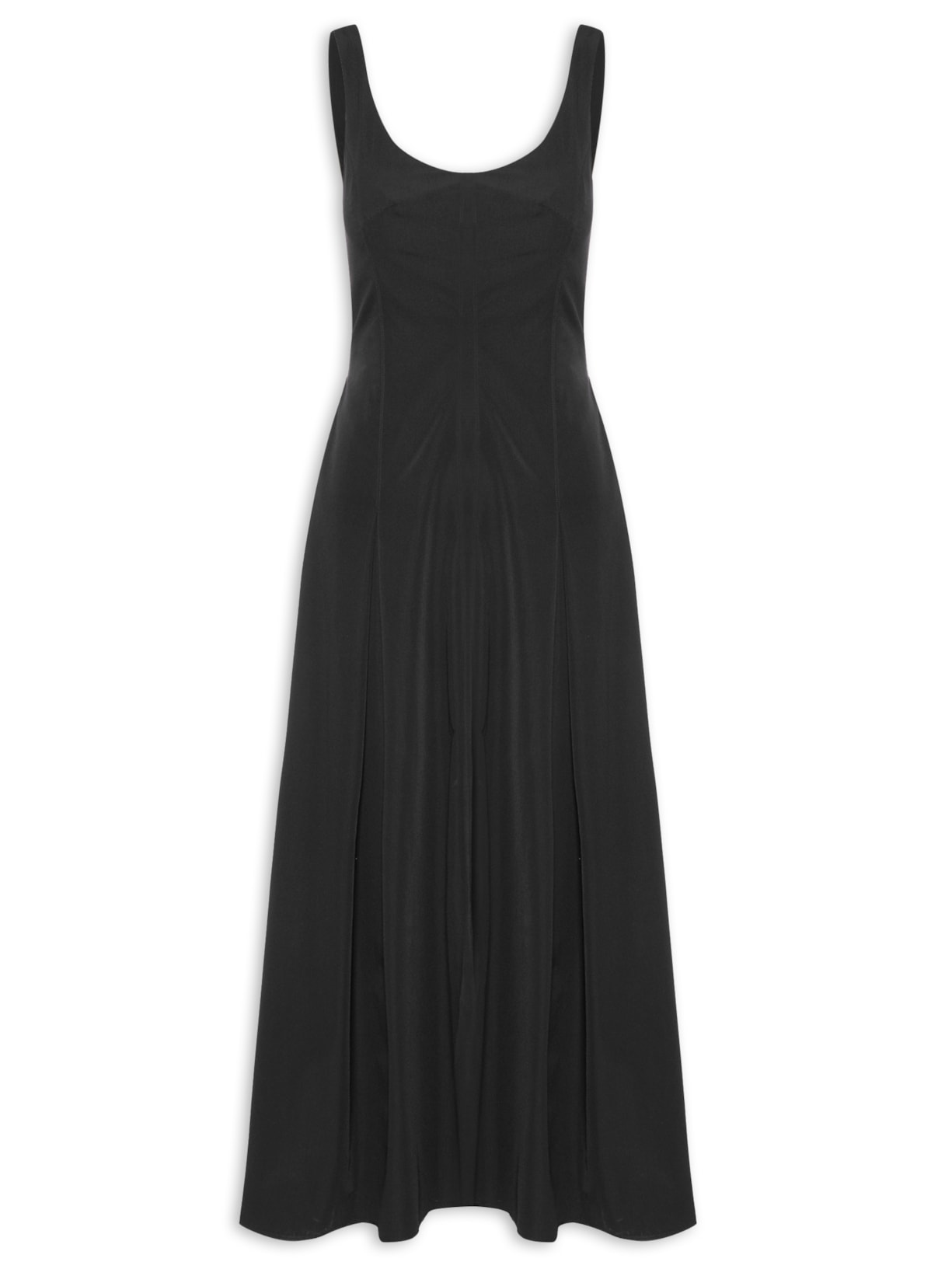 Vestido Nylon Decote U Pregas - Preto