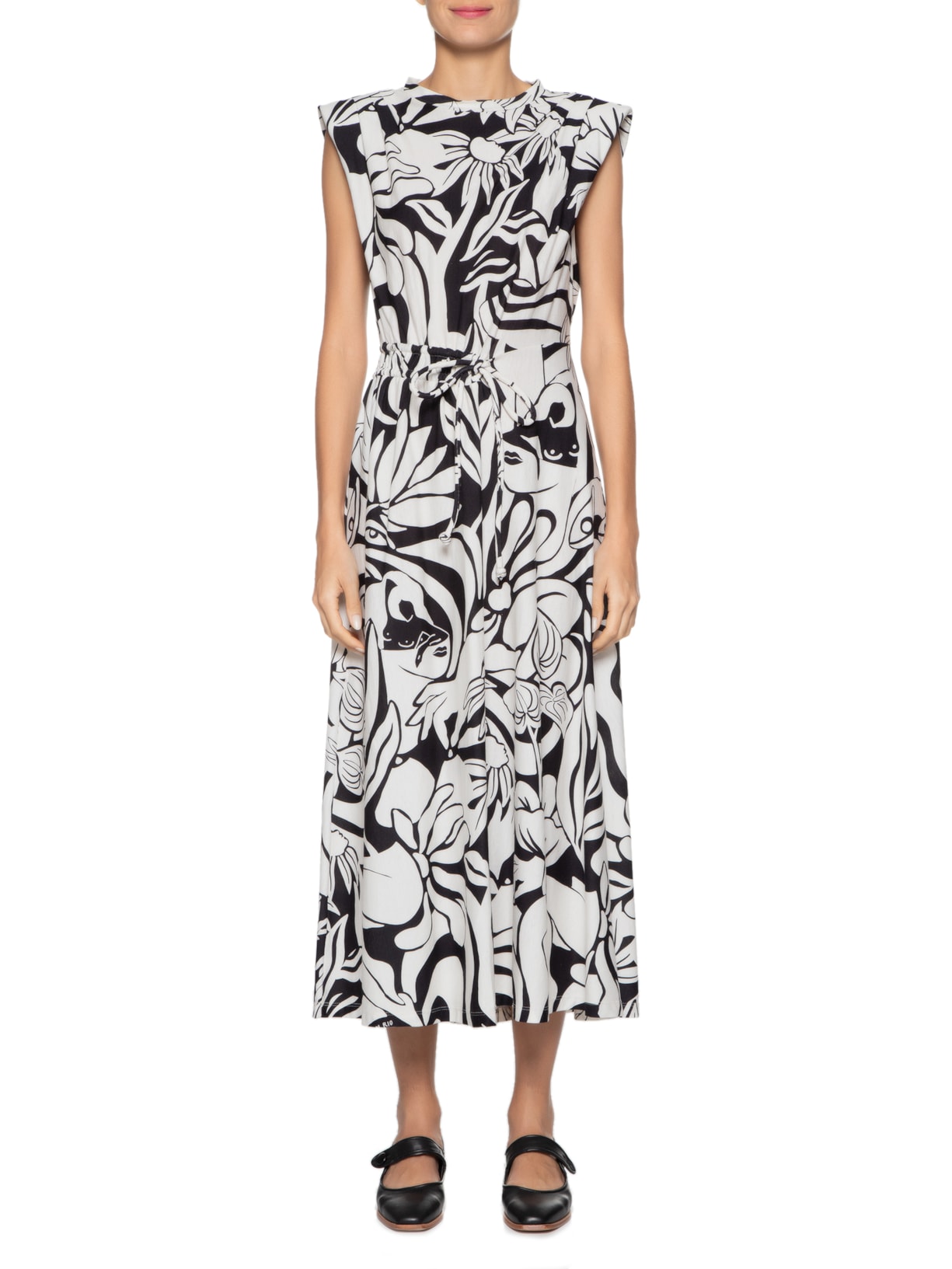 Vestido Ombreira Delicadeza Surreal Preto Farm