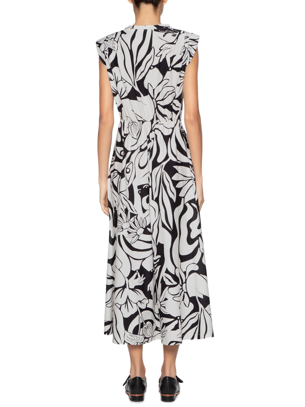 Vestido Ombreira Delicadeza Surreal Preto Farm