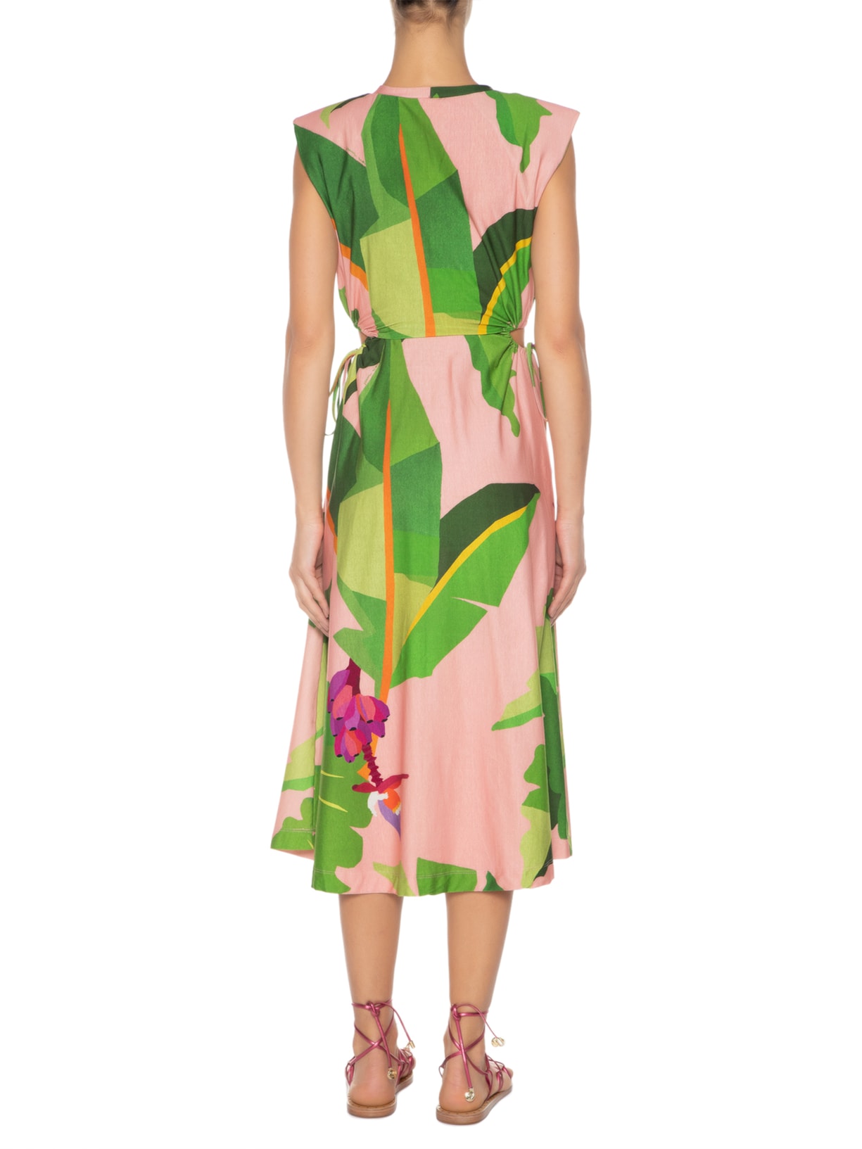 Vestido Ombreira Tropicalist Rosa Farm