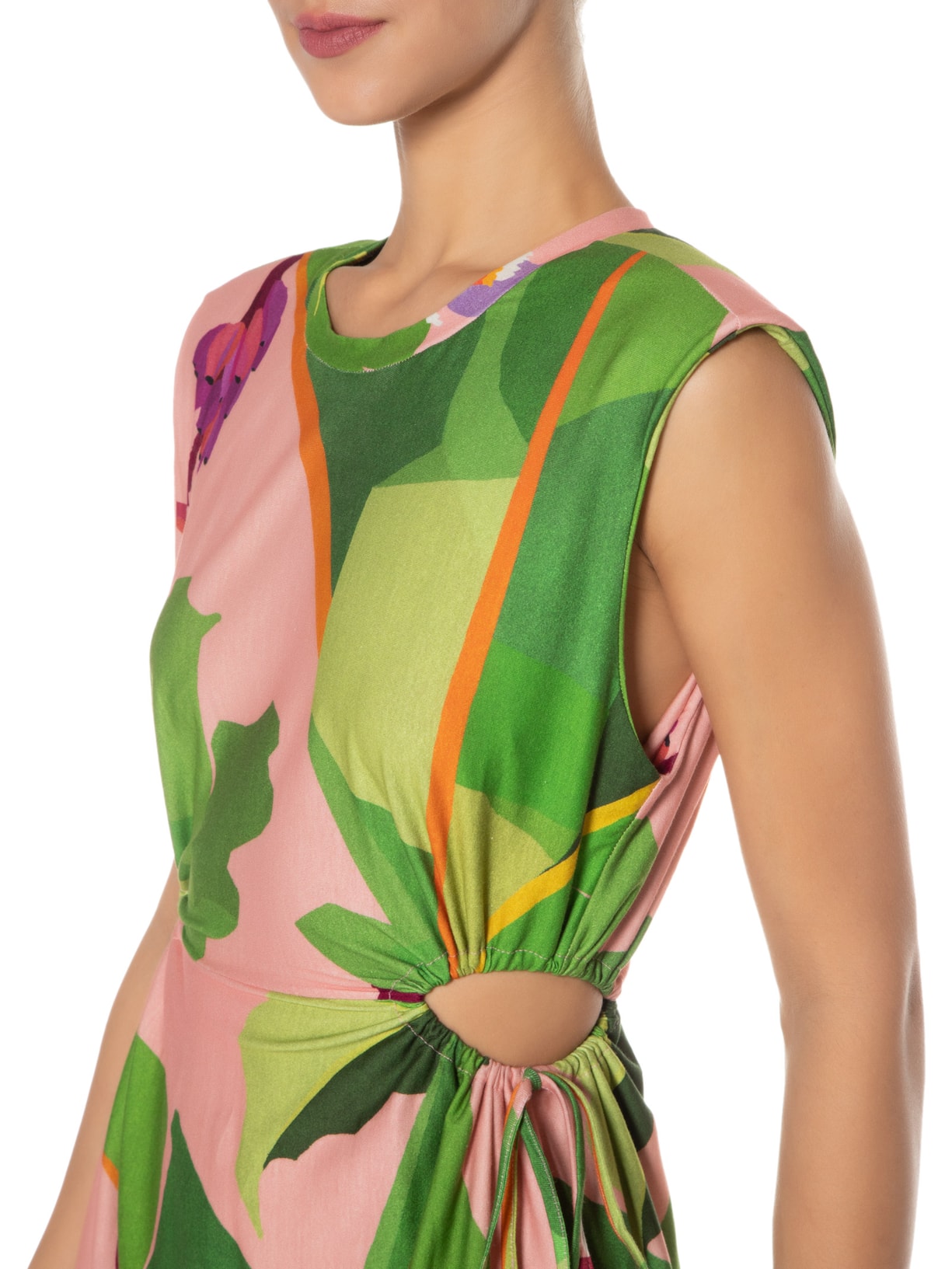 Vestido Ombreira Tropicalist Rosa Farm