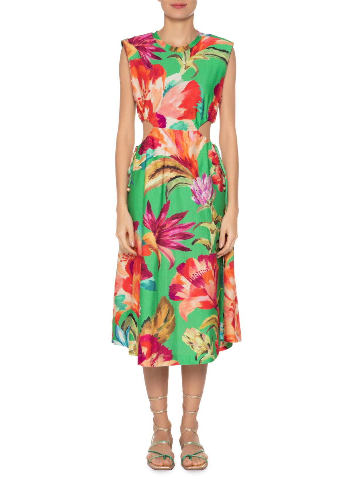 Vestido Ombreira Tropicarte Verde Farm