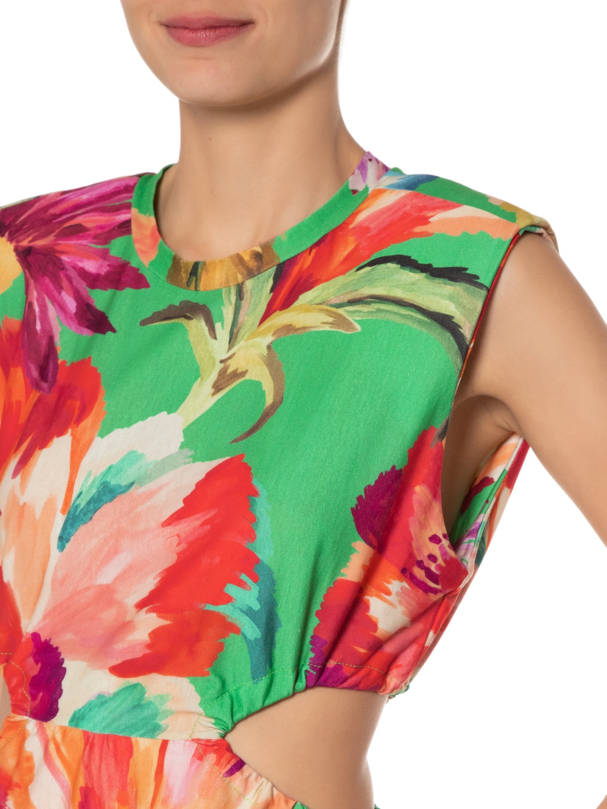 Vestido Ombreira Tropicarte Verde Farm