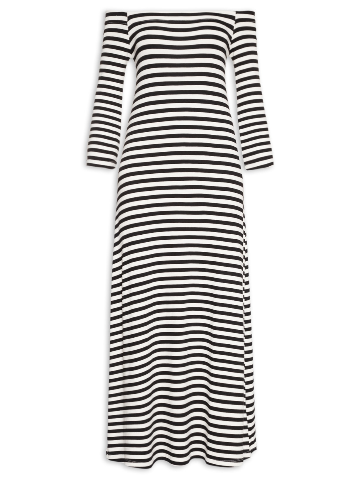 Vestido Ombro A Ombro Listras - Branco