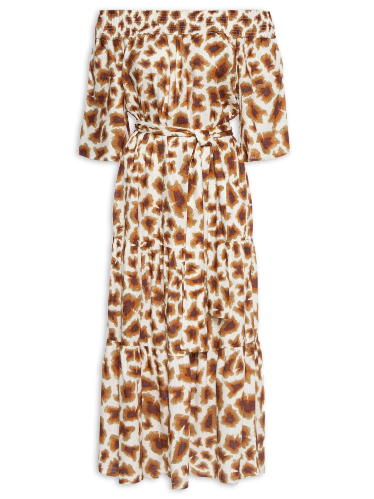 Vestido Ombro A Ombro Textura Girafa - Animal Print