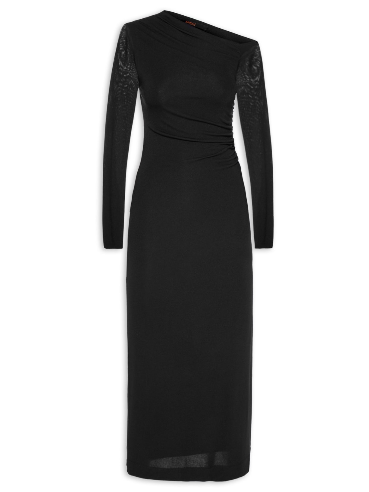 Vestido Ombro Franzido - Preto