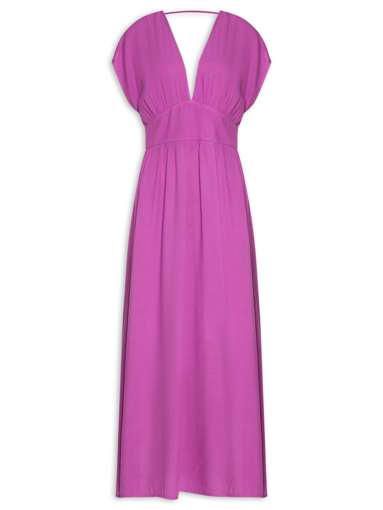 Vestido Ombro Franzido Roxo Maria Filó