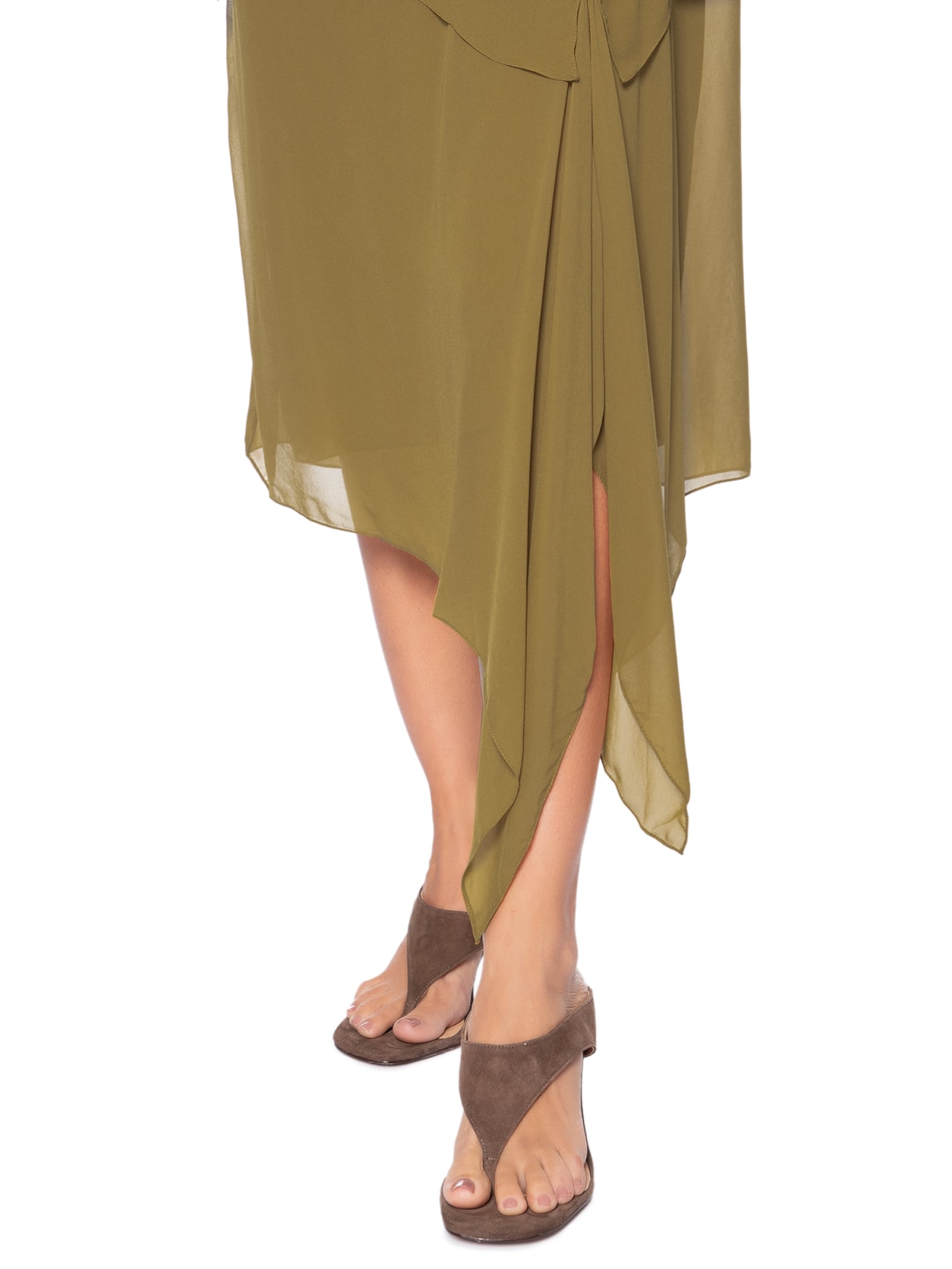 Vestido Ombro Paetê Azeitona Marrom Animale