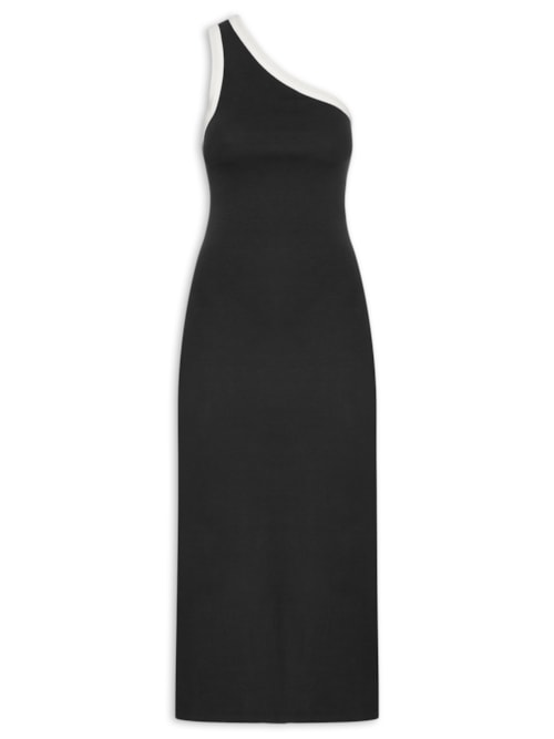 Vestido Ombro Só Bicolor - Preto