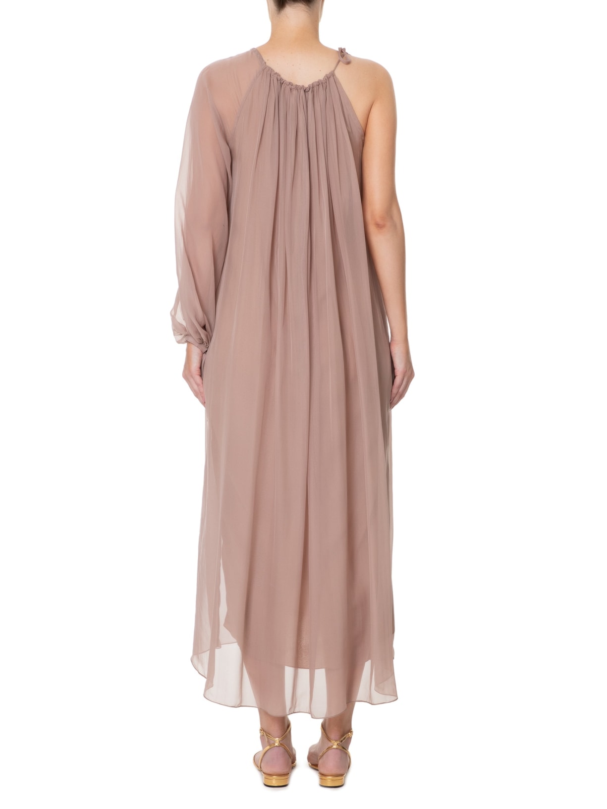 Vestido Ombro Só Com Manga Bufante Bege '2Essential