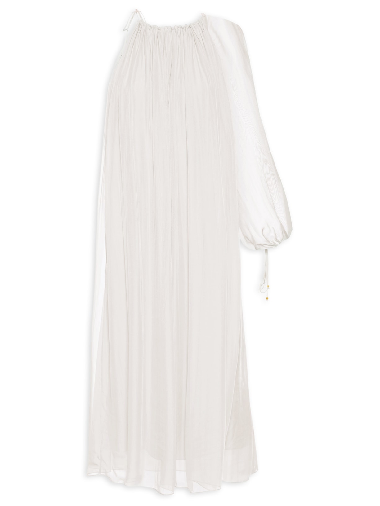 Vestido Ombro Só Com Manga Bufante - Off White