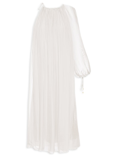 Vestido Ombro Só Com Manga Bufante - Off White