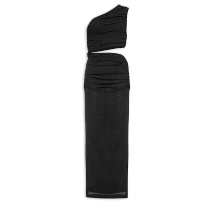 Vestido Ombro Só Cut Brilho - Preto