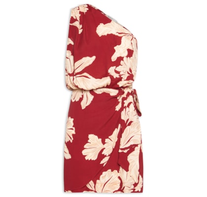 Vestido Ombro Só Estampa Pétala - Vermelho