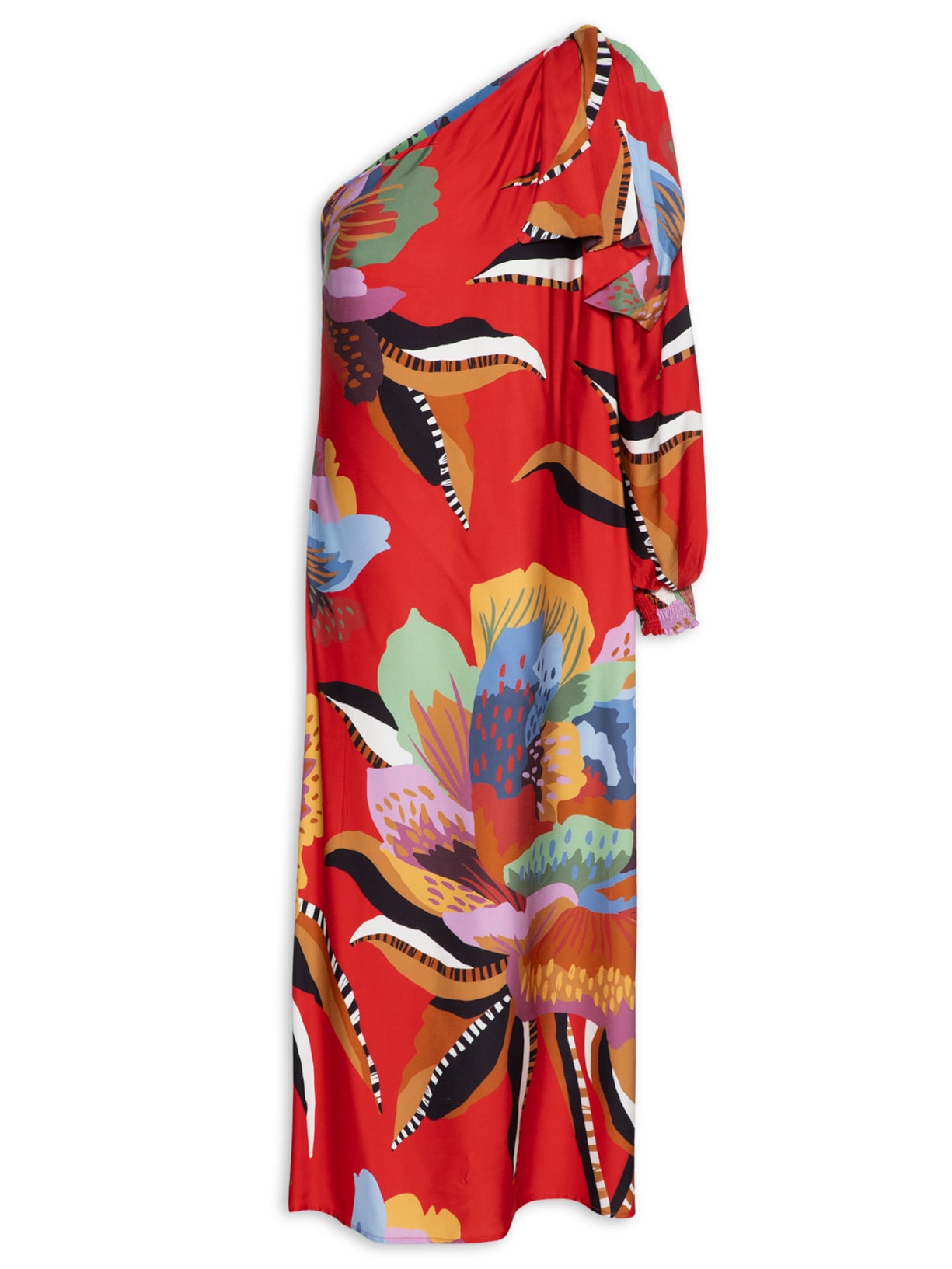 Vestido Ombro Só Floral Lúcia - Vermelho