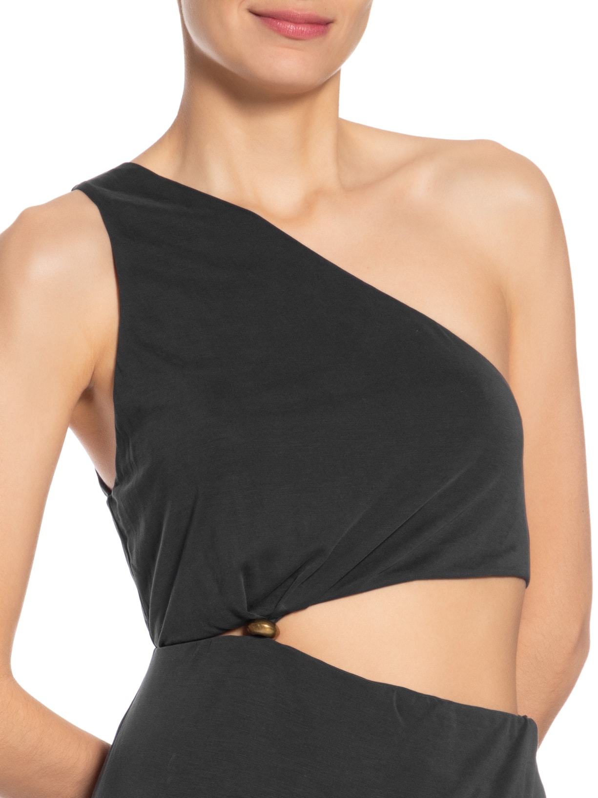 Vestido Ombro Só Metal Preto Maria Filó