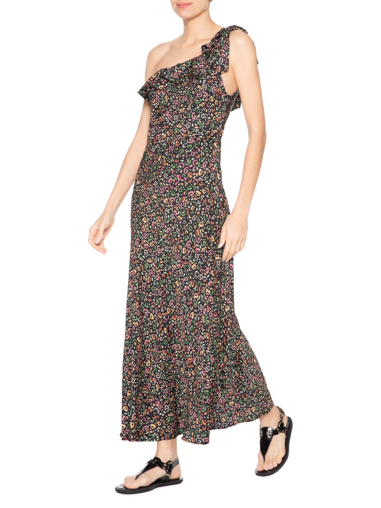 Vestido Ombro Só Onça Borogodó Preto Farm