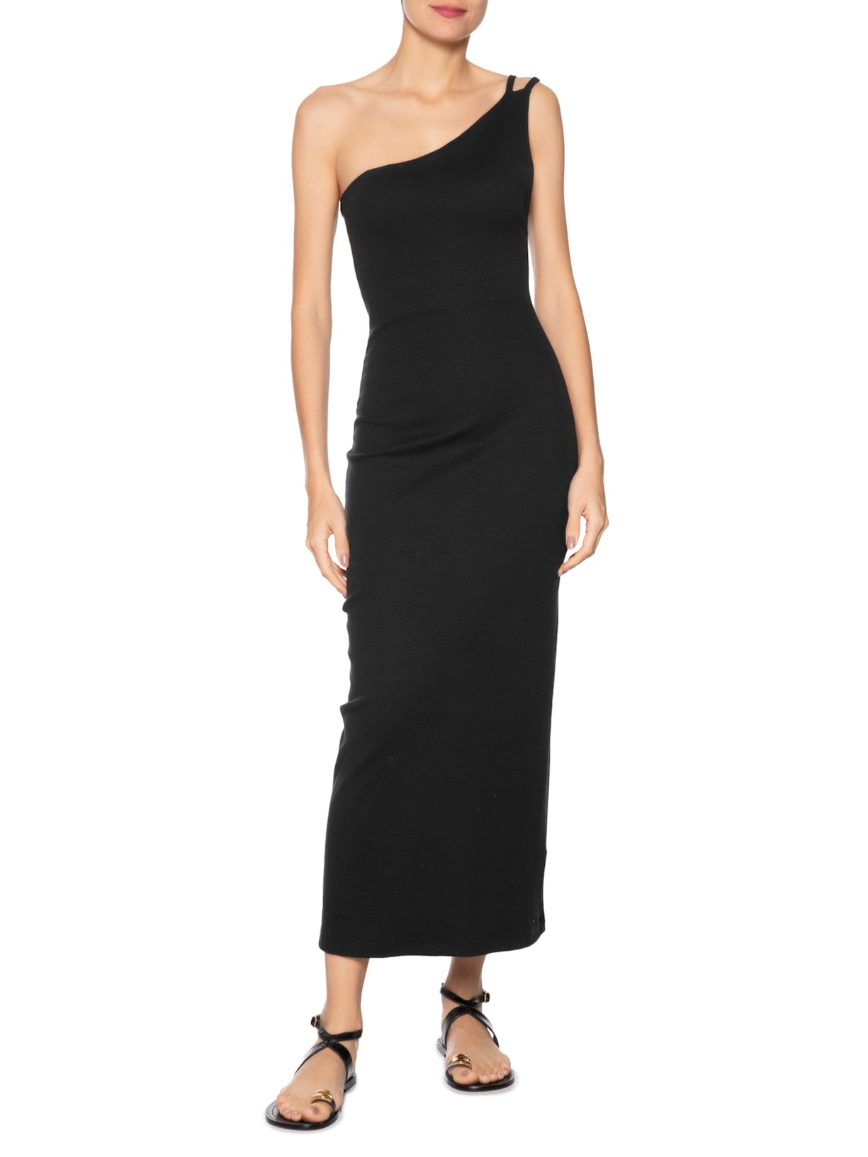 Vestido Ombro Só Rolote Preto Farm