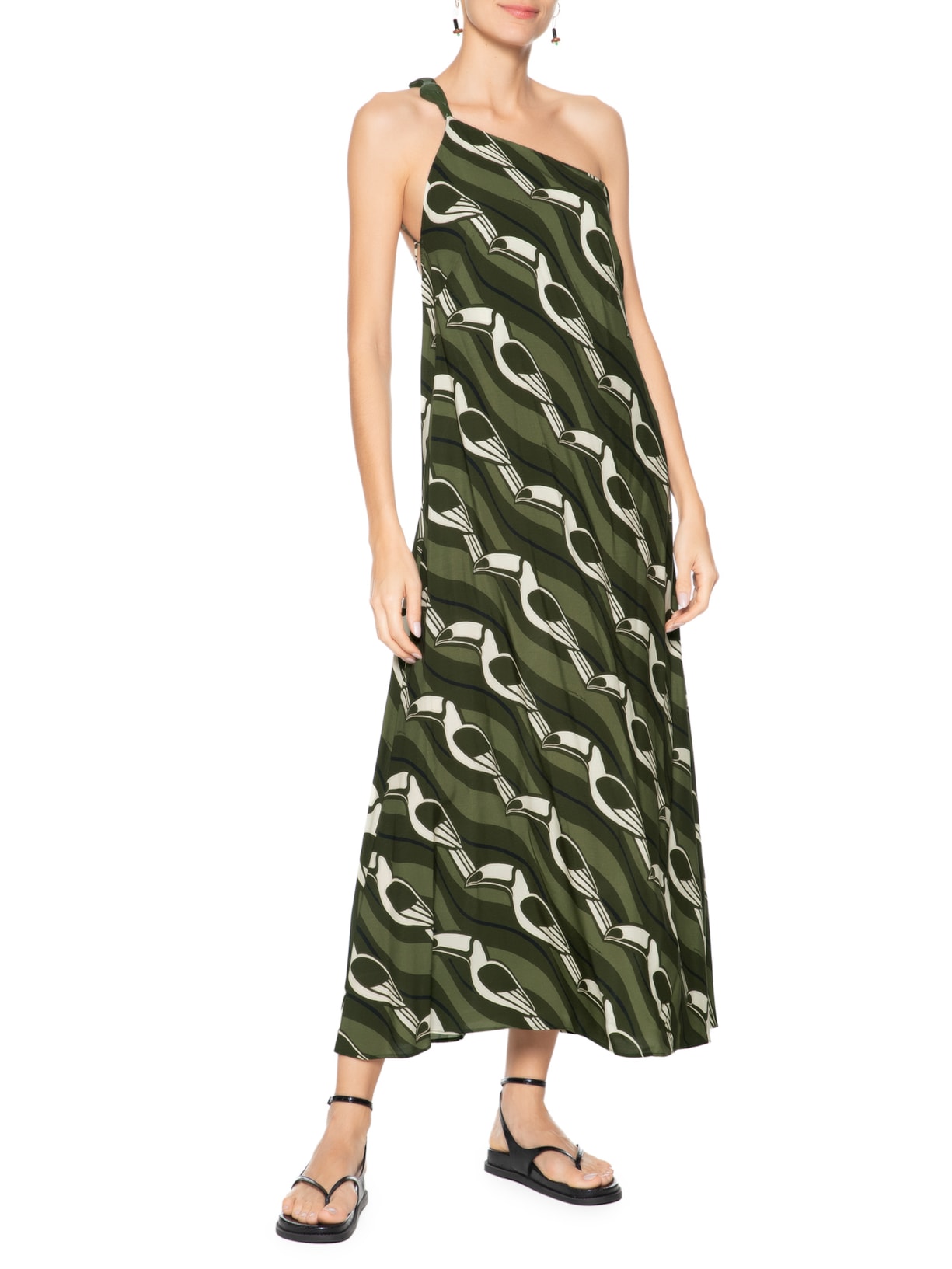 Vestido Ombro Só Tucano Gráfico Verde Farm