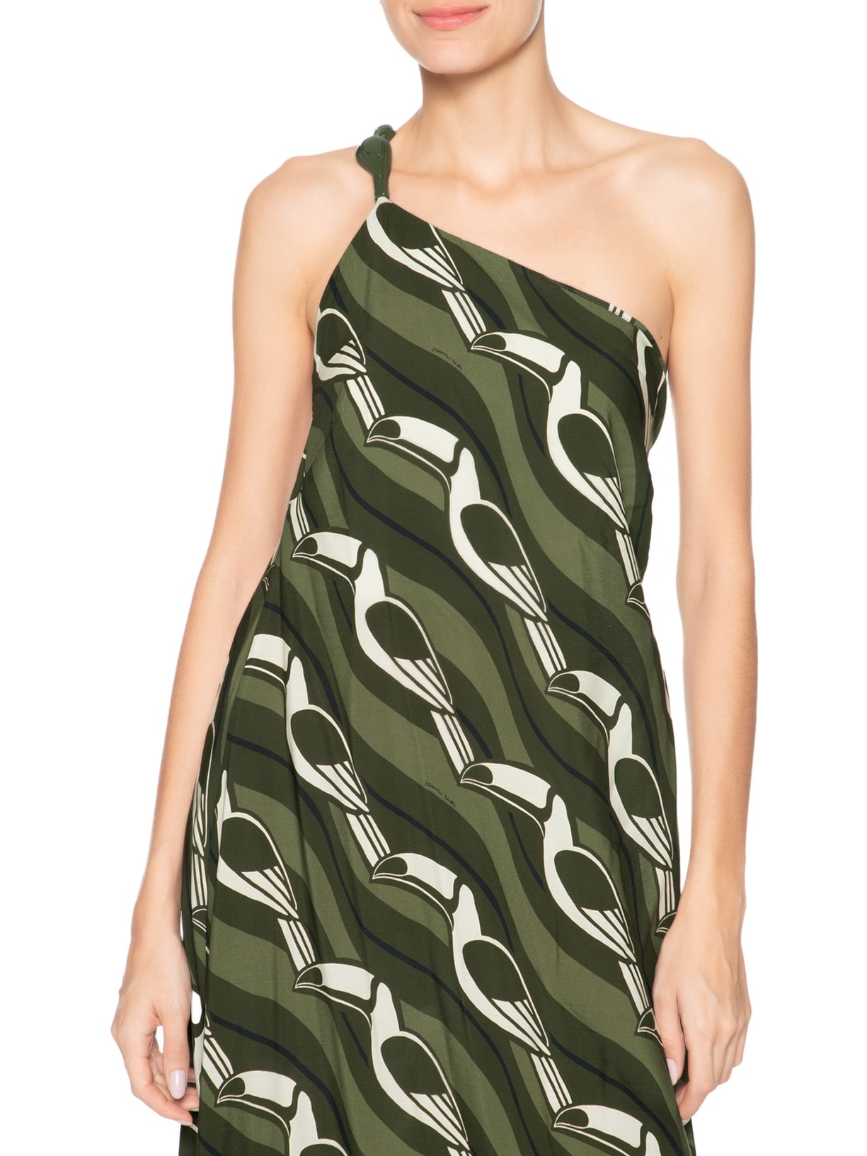 Vestido Ombro Só Tucano Gráfico Verde Farm