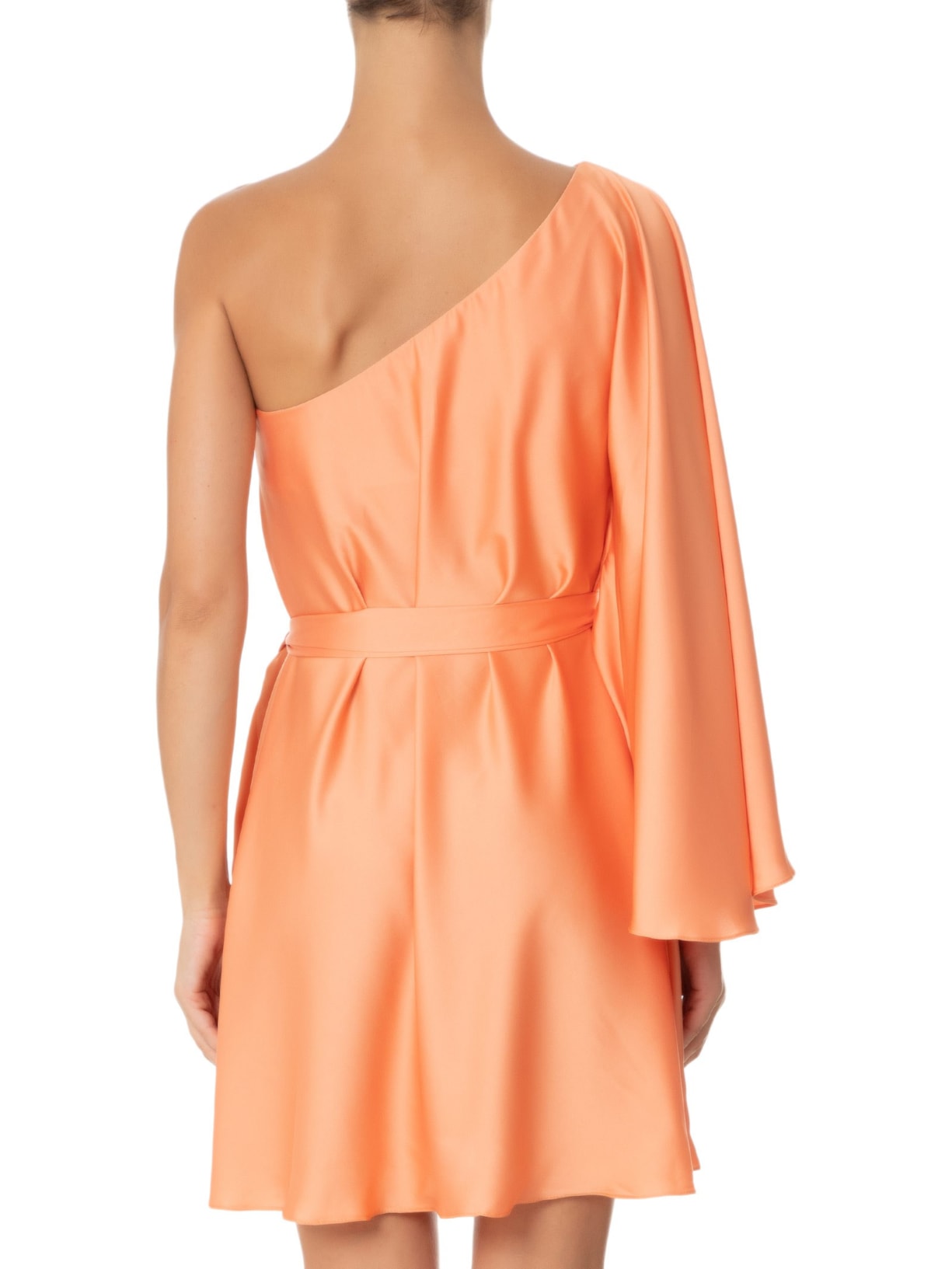 Vestido Ombro Único Cetim Laranja Dress To
