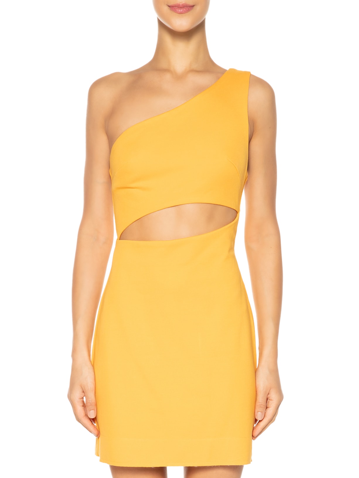 Vestido Ombro único Cut Estruturado Laranja Animale