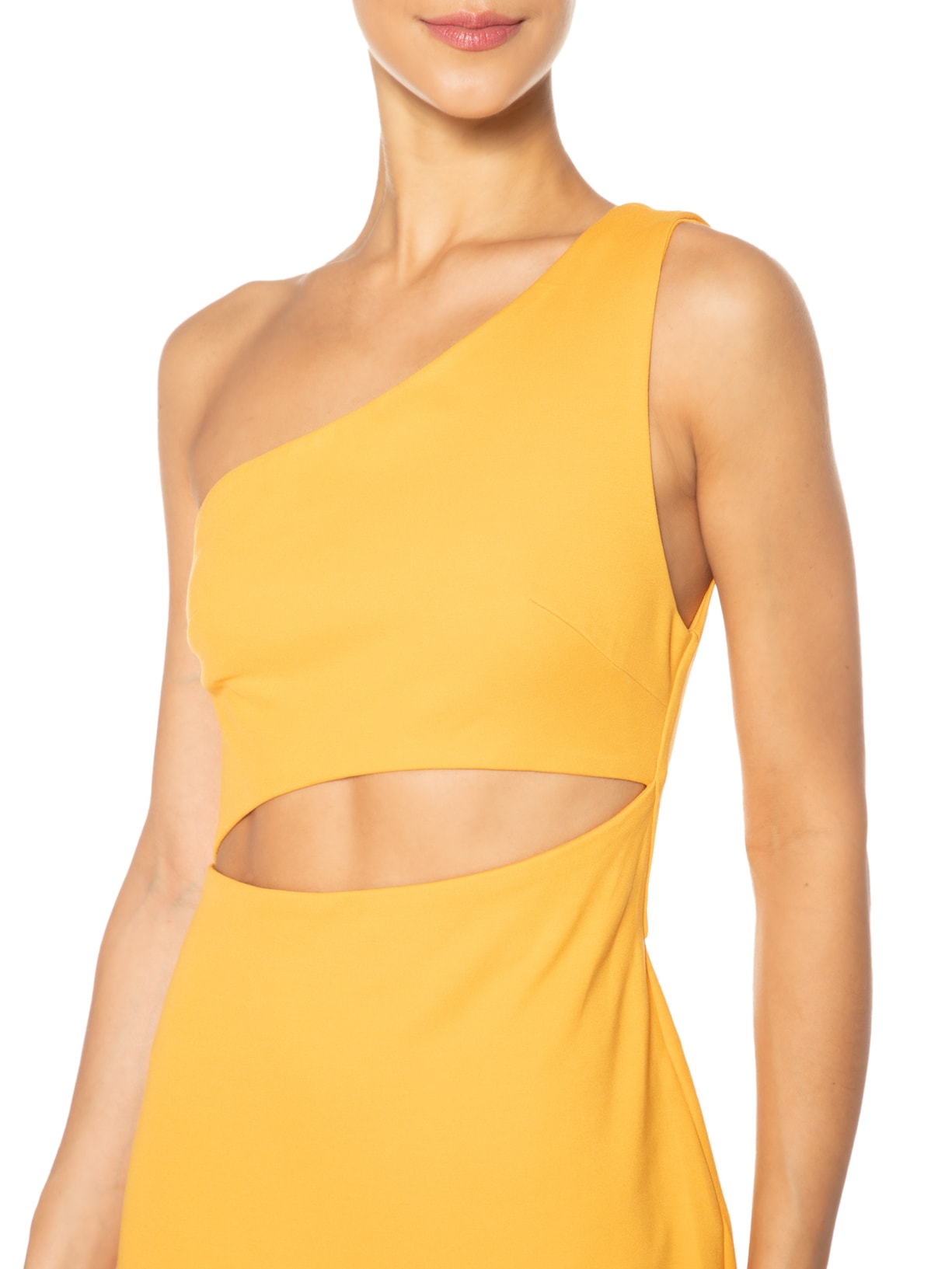 Vestido Ombro único Cut Estruturado Laranja Animale