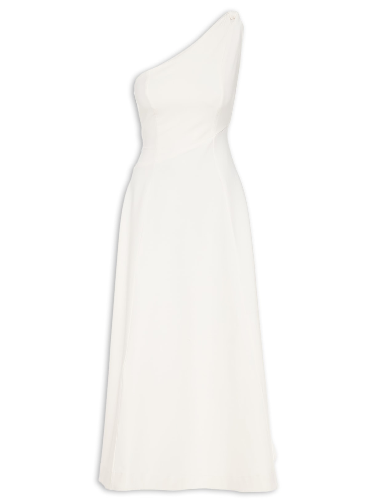 Vestido Ombro único Godê - Off White