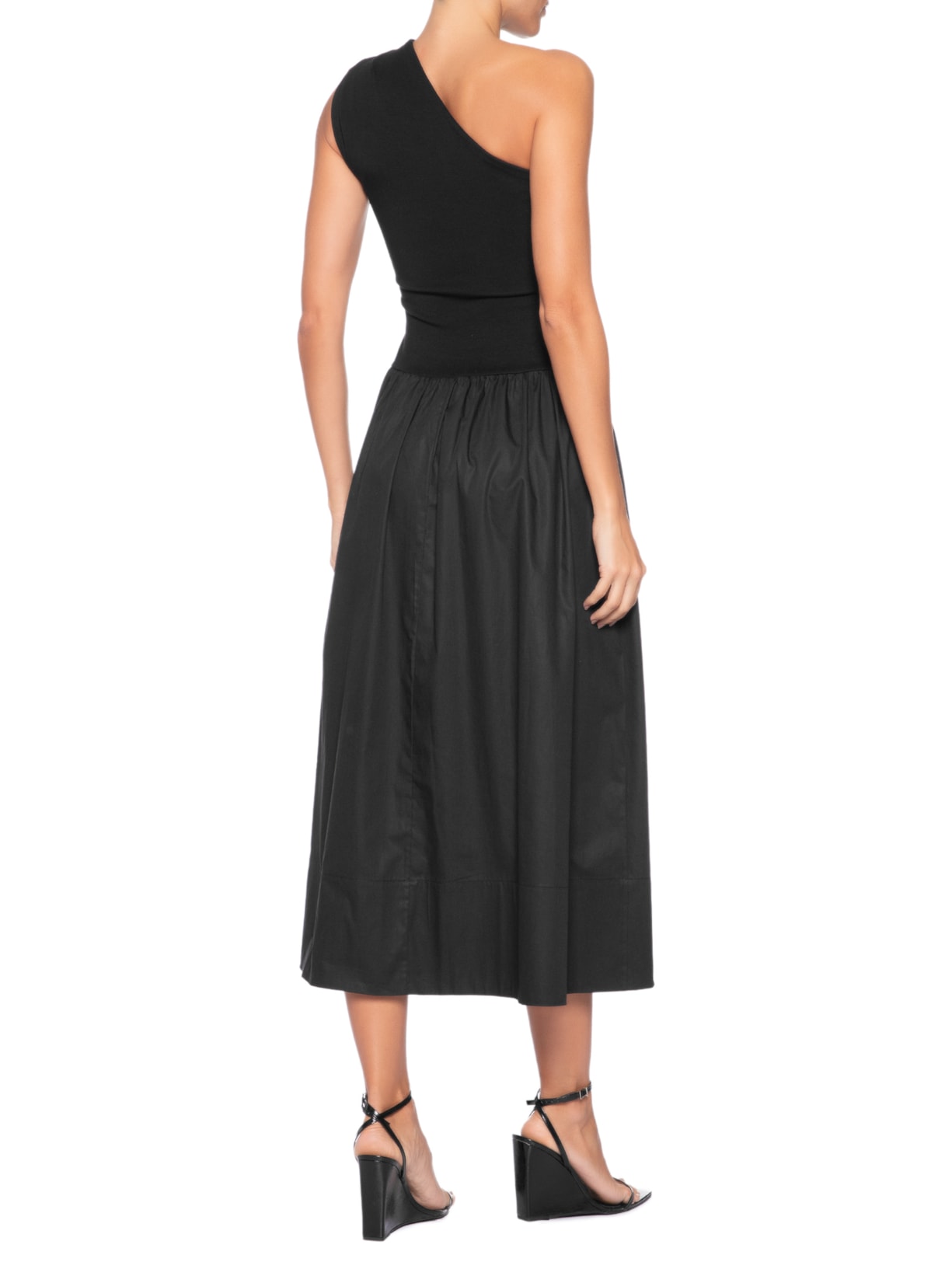 Vestido Ombro Único Saia Franzida Preto Andrea Marques
