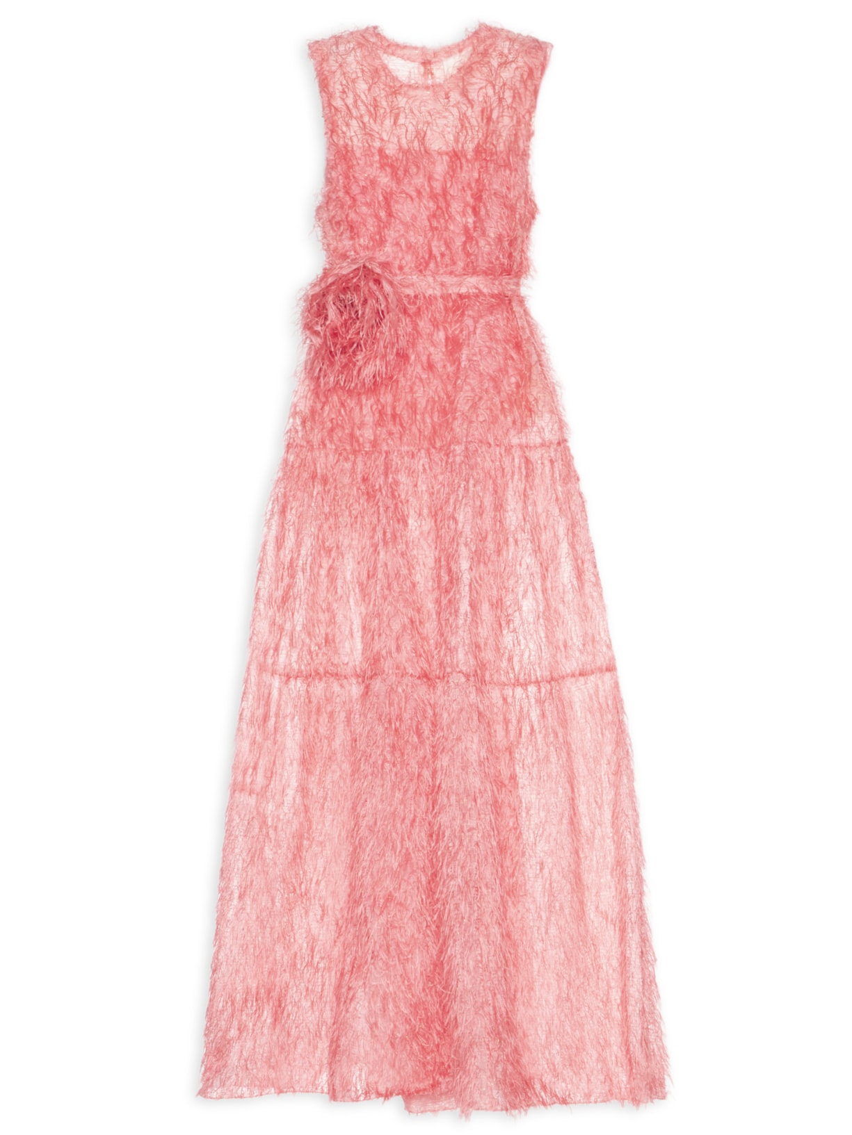 Vestido Organza Plumas Rosa Paula Raia
