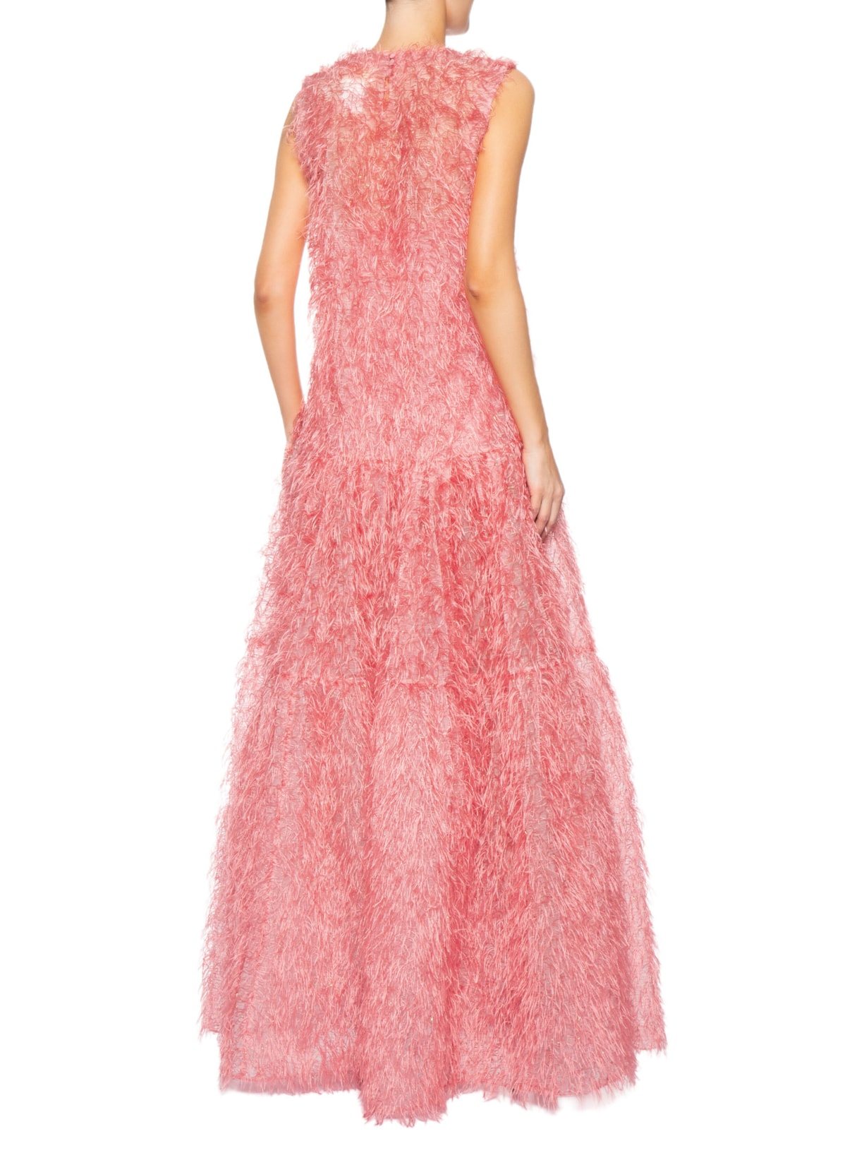 Vestido Organza Plumas Rosa Paula Raia