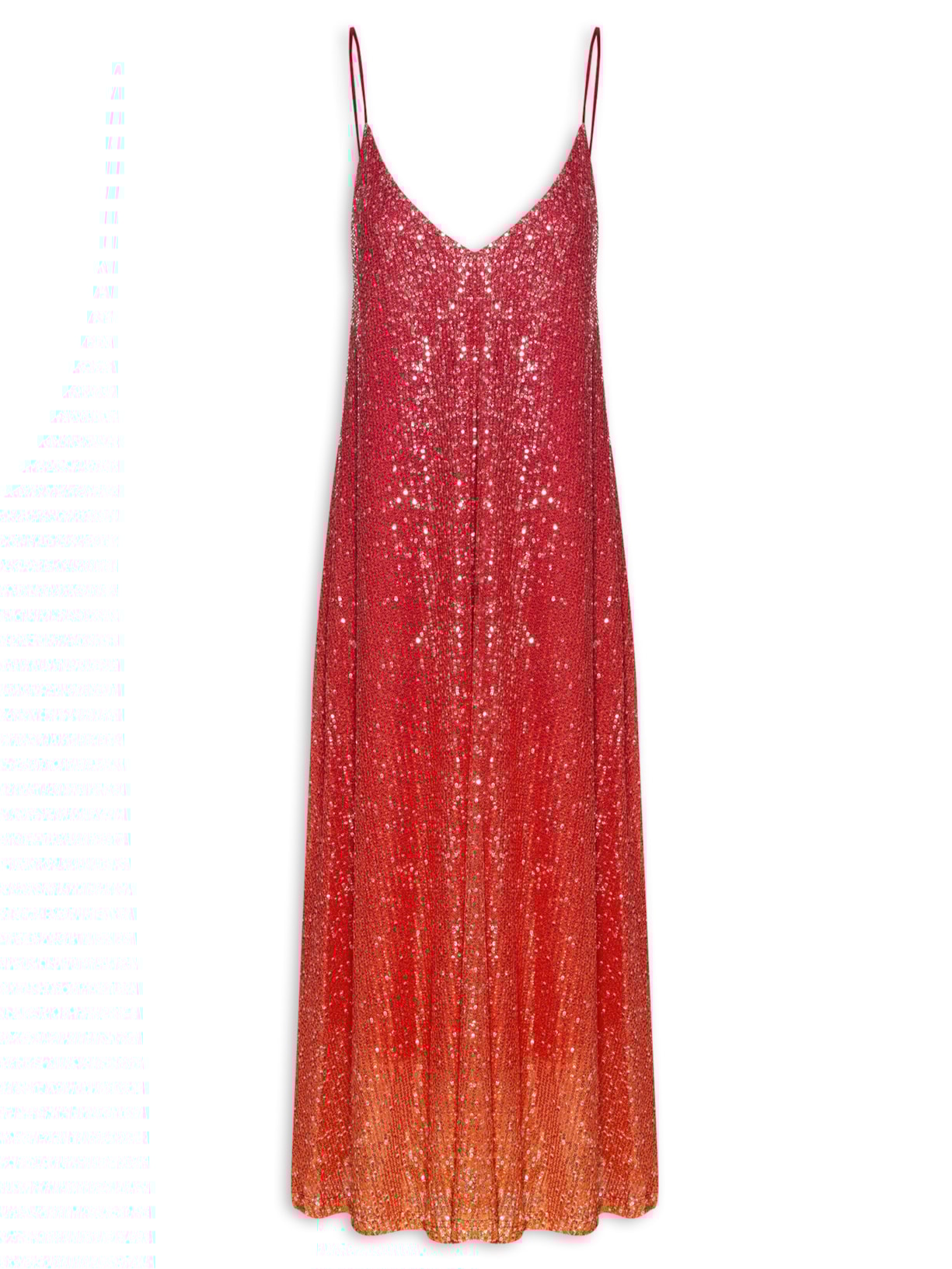 Vestido Paetê Degradê Por Do Sol - Vermelho