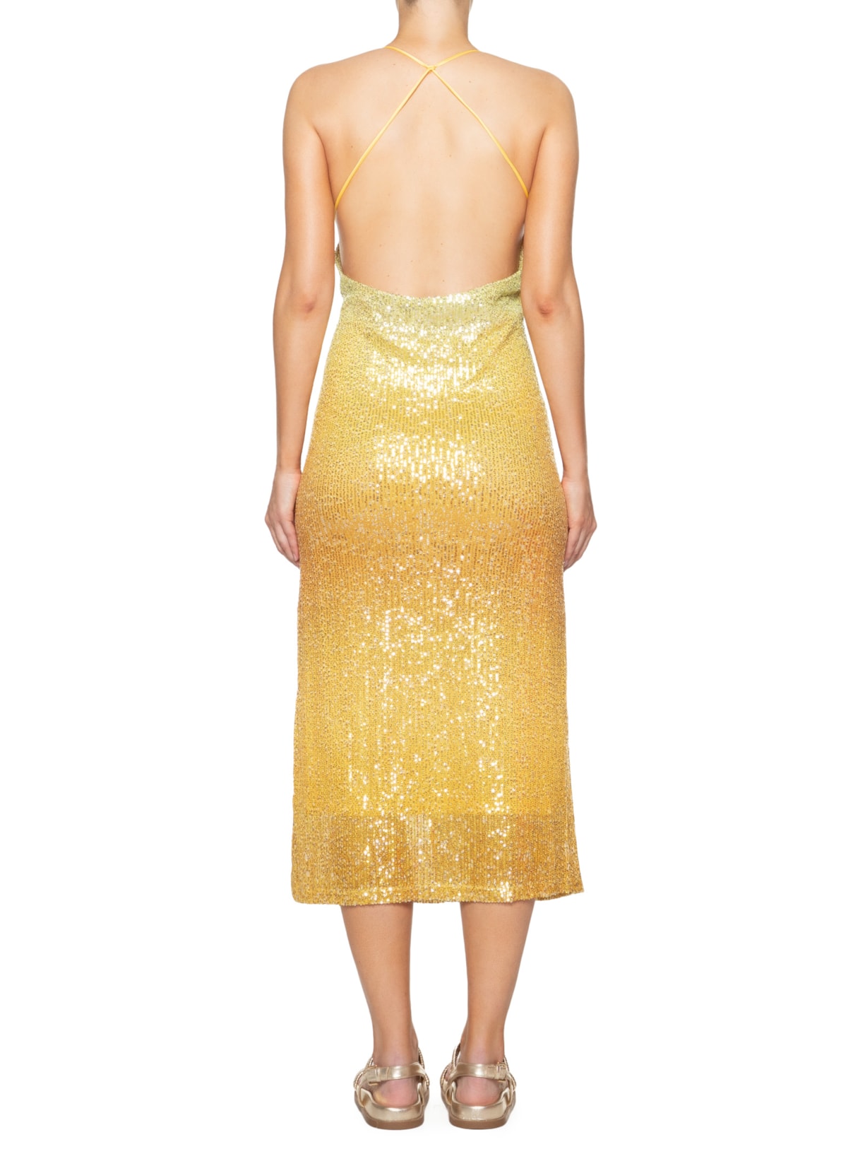 Vestido Paetê Luau Das Onças Dourado  Farm