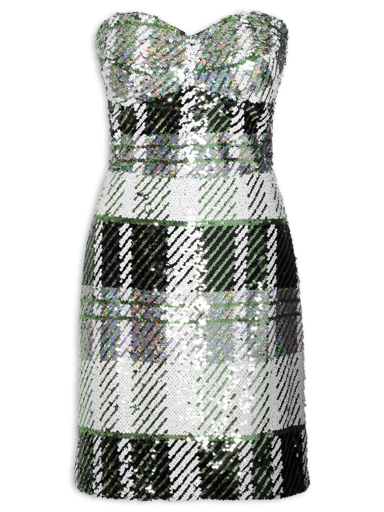 Vestido Paetê Xadrez Pilar - Branco