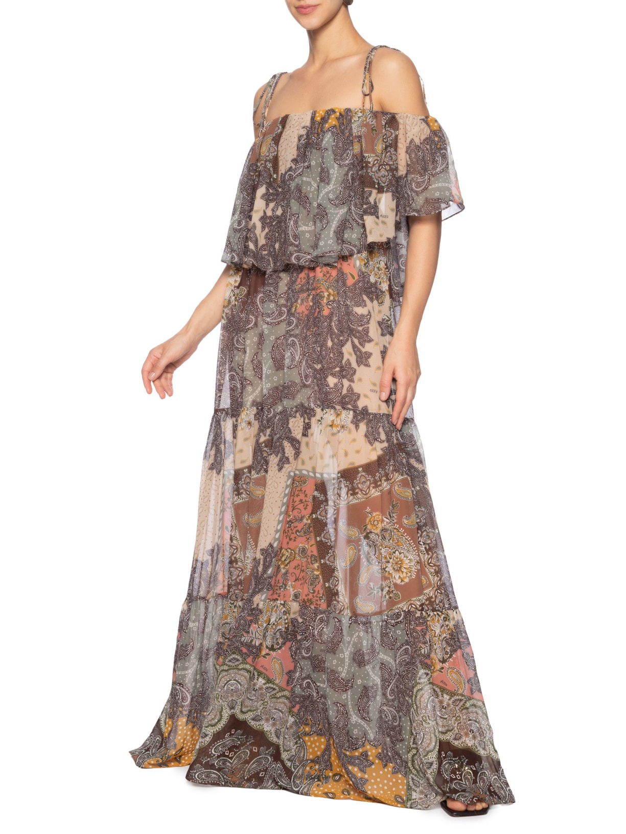 Vestido Paisley Carmel Marrom Mixed