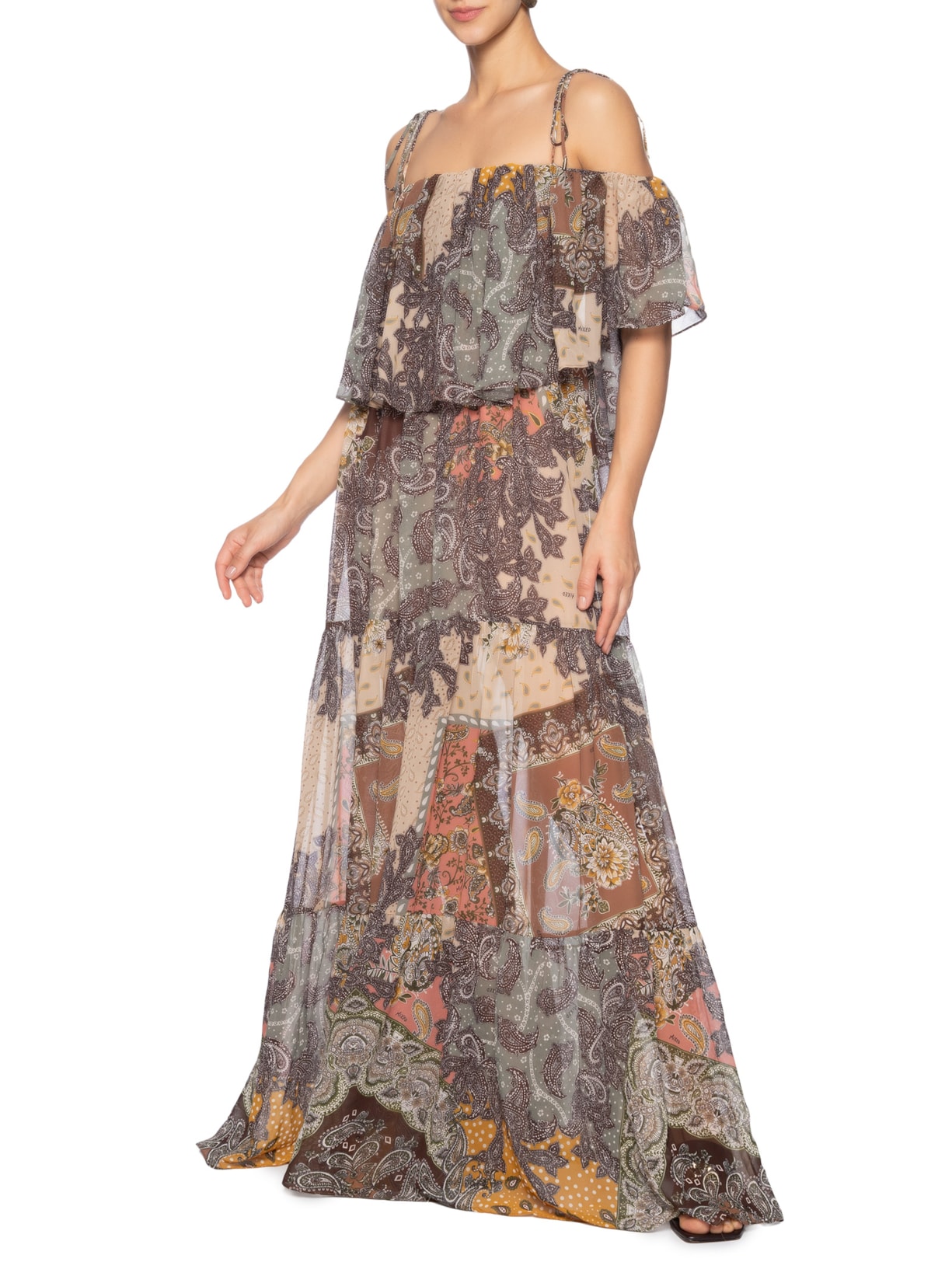 Vestido Paisley Carmel Marrom Mixed