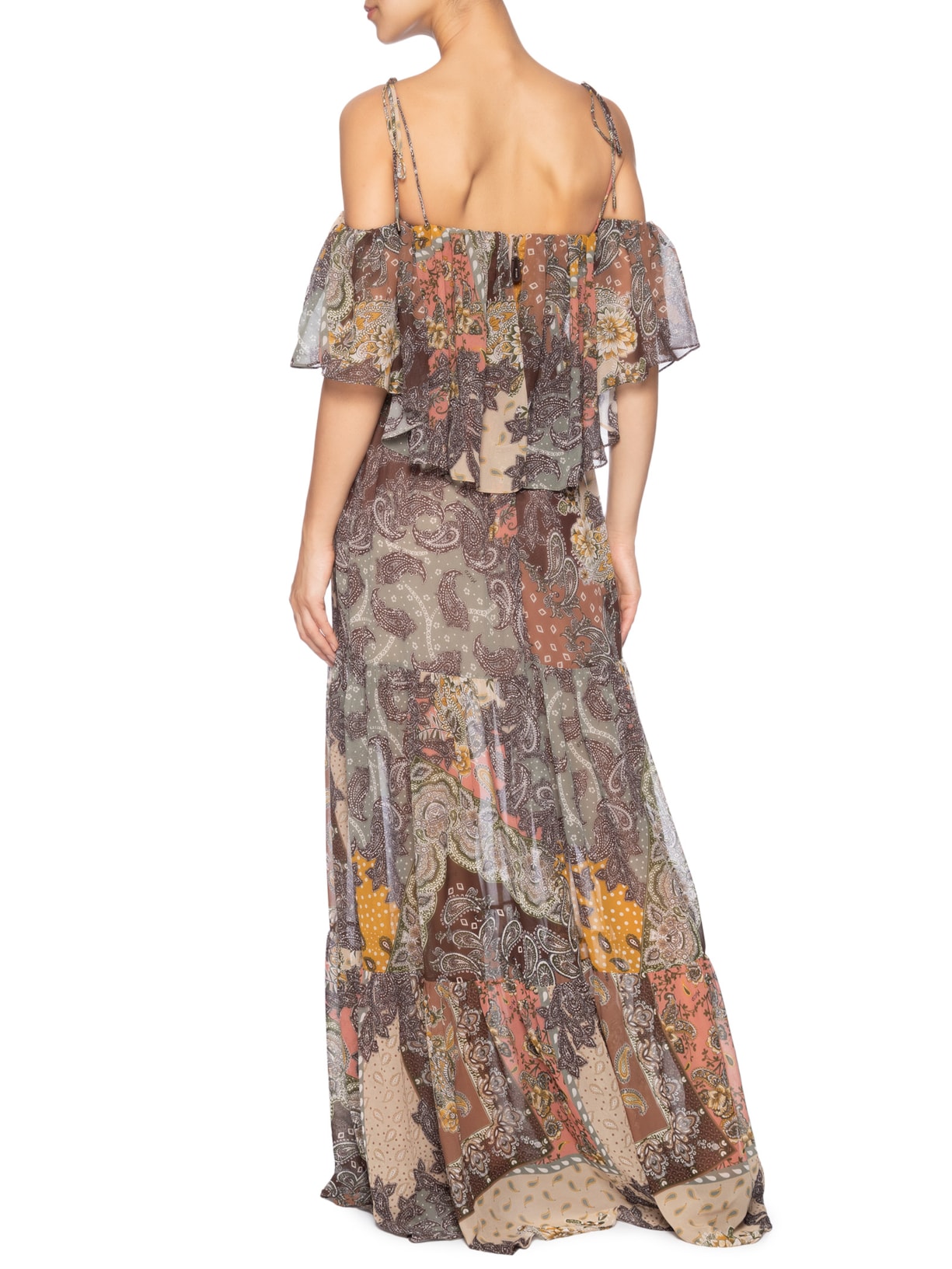 Vestido Paisley Carmel Marrom Mixed