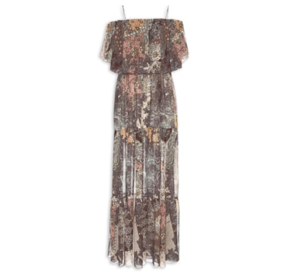 Vestido Paisley Carmel - Marrom