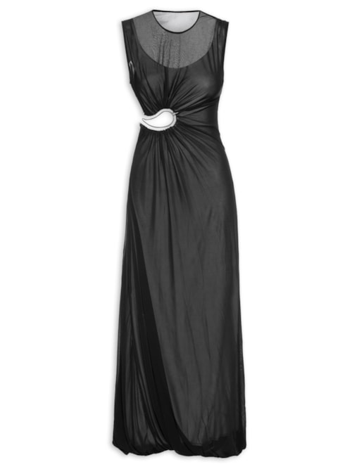 Vestido Paisley Overlay Encased Tank - Preto