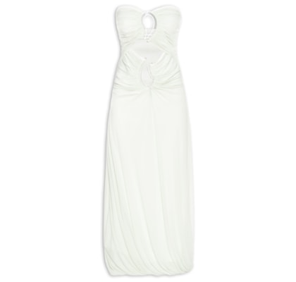 Vestido Paisley Overlay Strapless - Verde