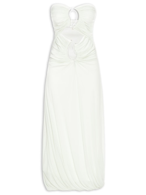 Vestido Paisley Overlay Strapless - Verde