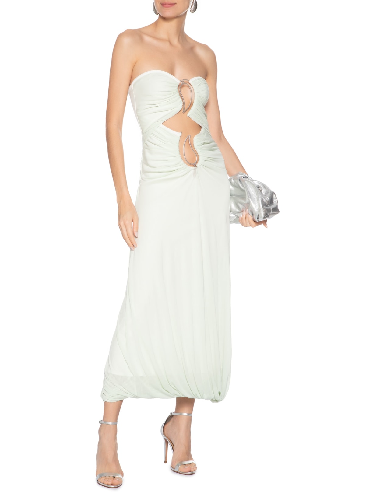 Vestido Paisley Overlay Strapless Verde Christopher Esber