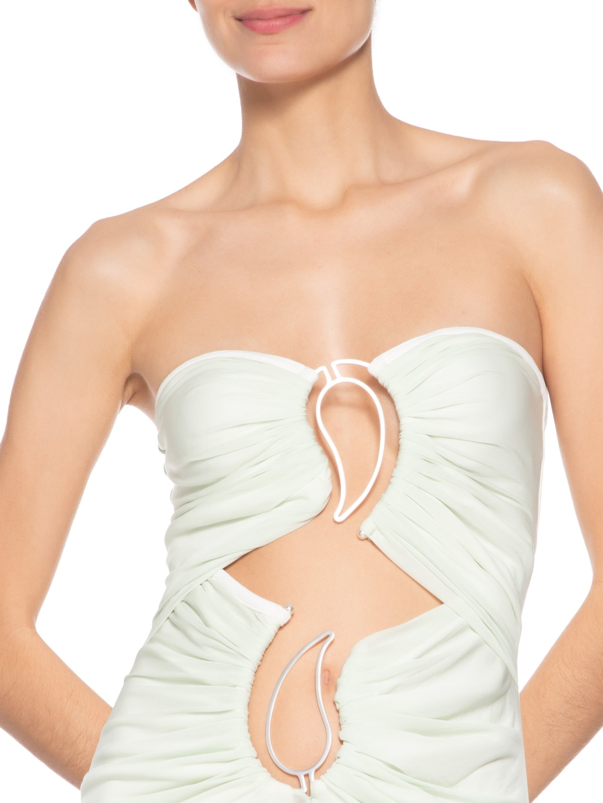 Vestido Paisley Overlay Strapless Verde Christopher Esber